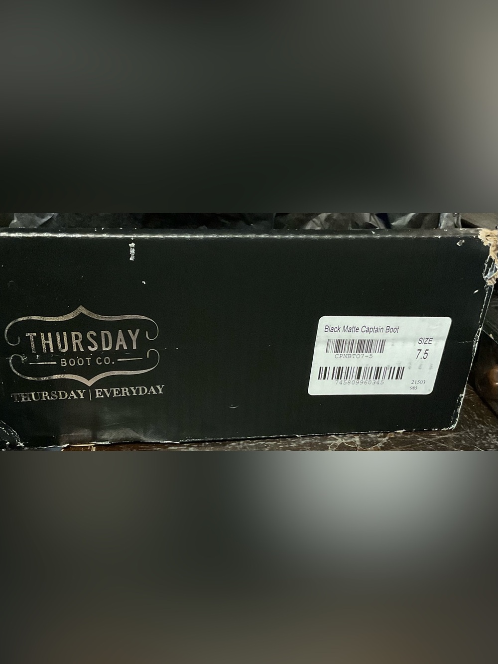 Thursday Boot Company Black Matte Captain Boot Box